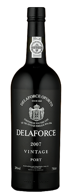 bottle of delaforce ruby vintage port wine